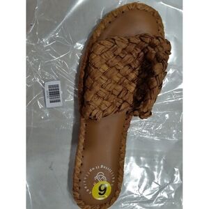 Secret Celebrity Women's Woven Slide Sandals Braided Strap Brown Size: 9